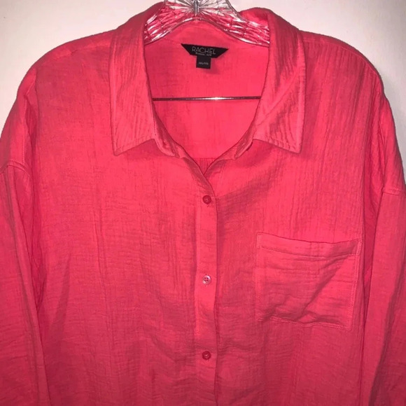 Rachel Roy Pink 100% Cotton Textured Button Up Shirt  XXL - Picture 9 of 10